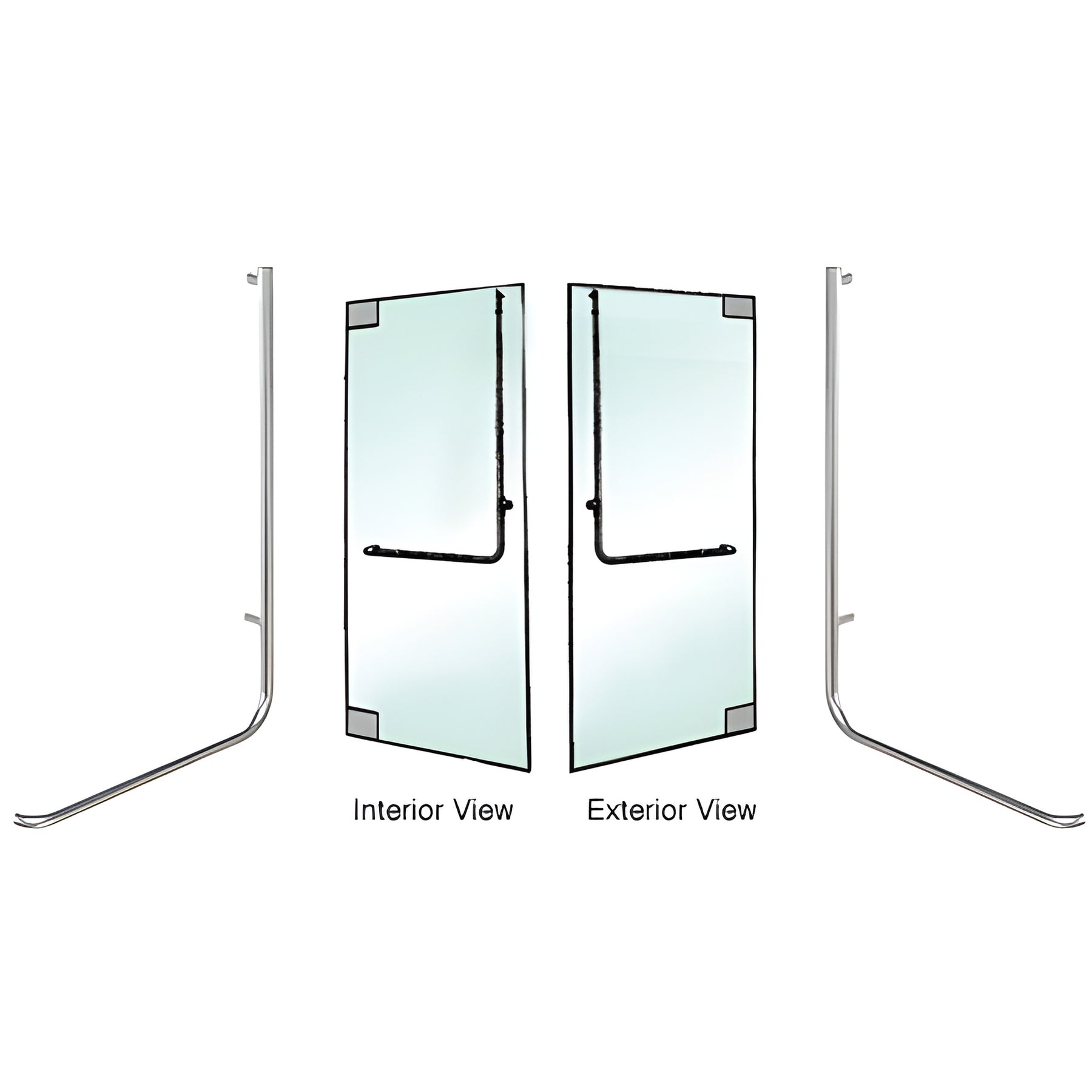 CRL-Blumcraft® Brushed Stainless Right Hand Reverse Glass Mount "D" Exterior Top Securing Dummy Handle