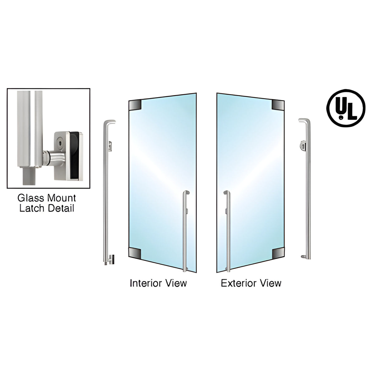 CRL-Blumcraft® Brushed Stainless Right Hand Reverse Glass Mount Keyed Access 'K' Exterior Bottom Securing Deadbolt Handle