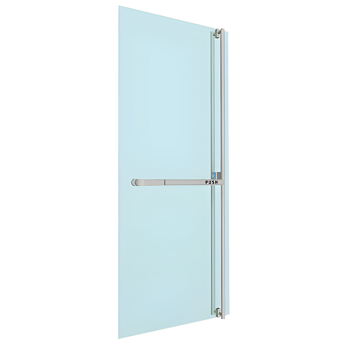 CRL-Blumcraft® Brushed Stainless Right Hand Reverse Glass Mount Keyed Access "F" Exterior, Top Securing Panic Handle