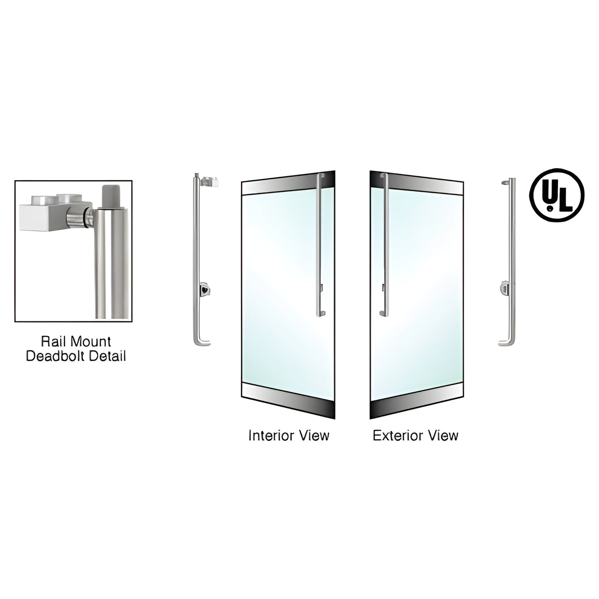 CRL-Blumcraft® Brushed Stainless Right Hand Reverse Rail Mount Cylinder/Thumbturn "J" Exterior Top Securing Deadbolt Handle