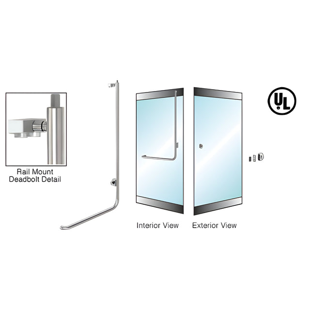 CRL-Blumcraft® Brushed Stainless Right Hand Reverse Rail Mount Cylinder/Thumbturn "Z" Exterior Top Securing Deadbolt Handle