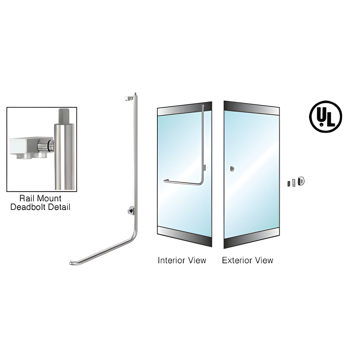 CRL-Blumcraft® Brushed Stainless Right Hand Reverse Rail Mount Cylinder/Thumbturn "Z" Exterior Top Securing Deadbolt Handle