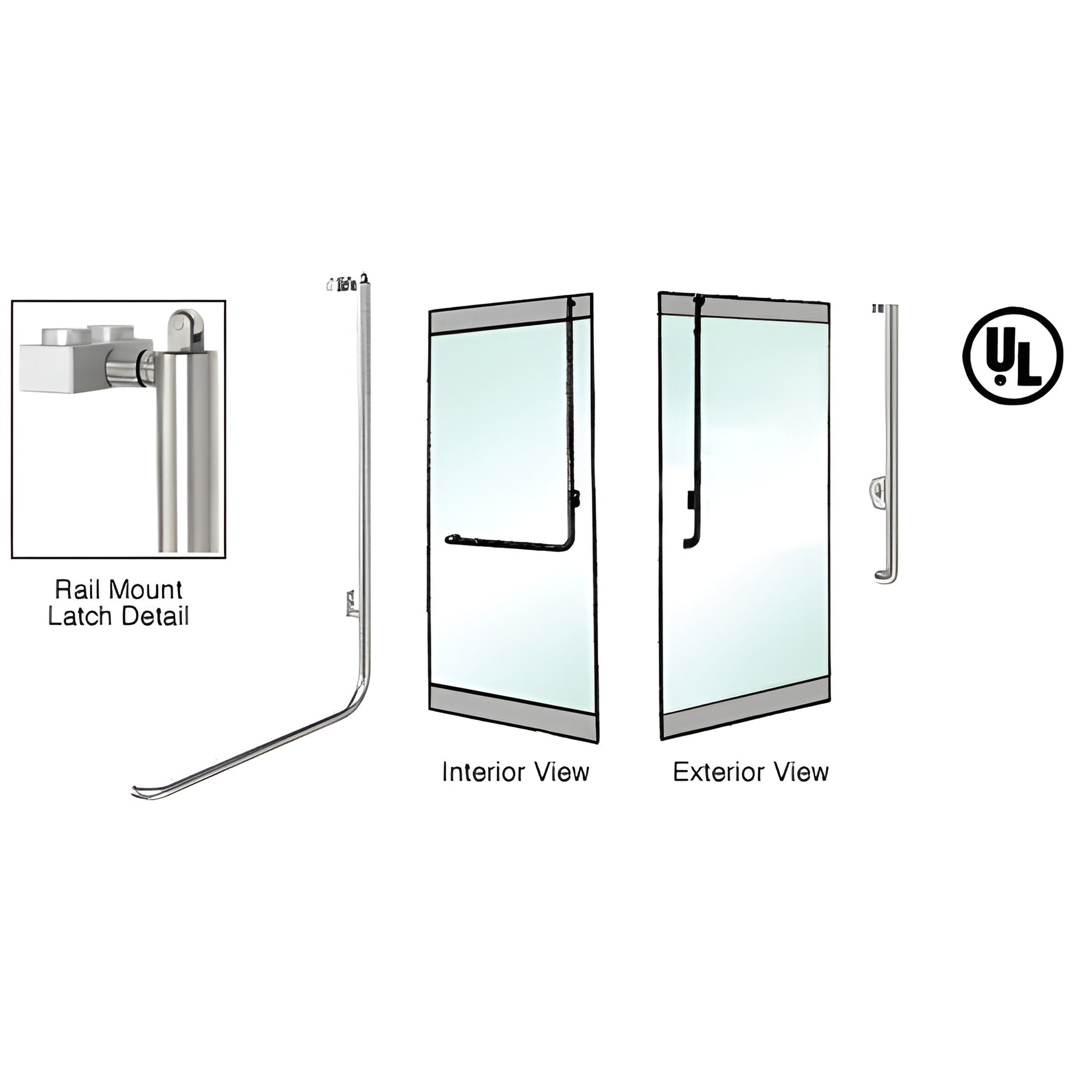 CRL-Blumcraft® Brushed Stainless Right Hand Reverse Rail Mount Keyed Access J-Exterior, Top Securing Panic Handle