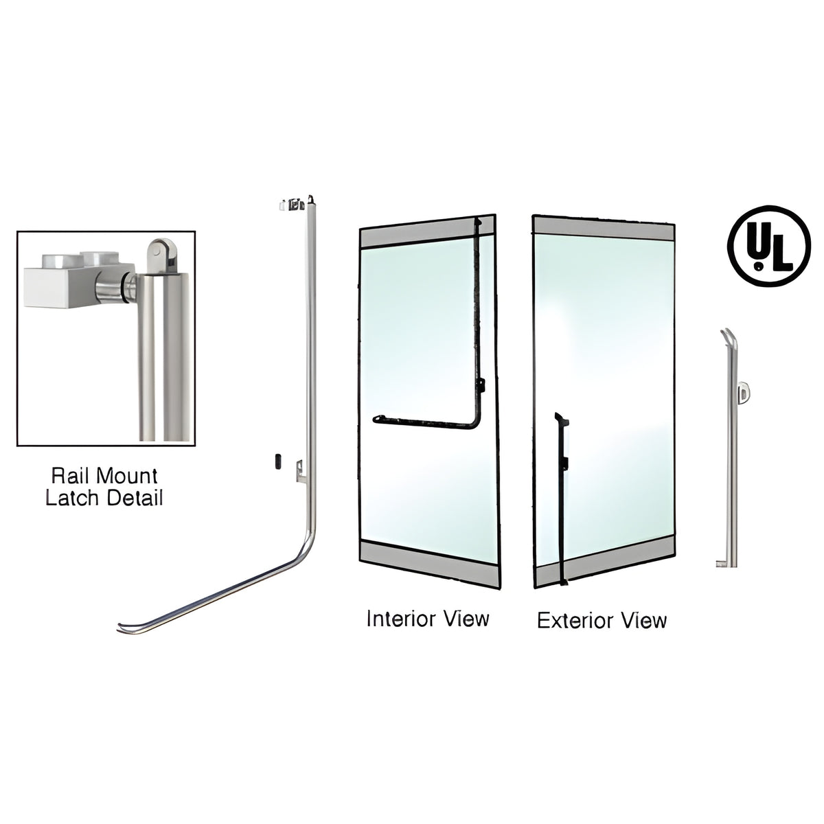 CRL-Blumcraft® Brushed Stainless Right Hand Reverse Rail Mount Keyed Access K-Exterior, Top Securing Panic Handle