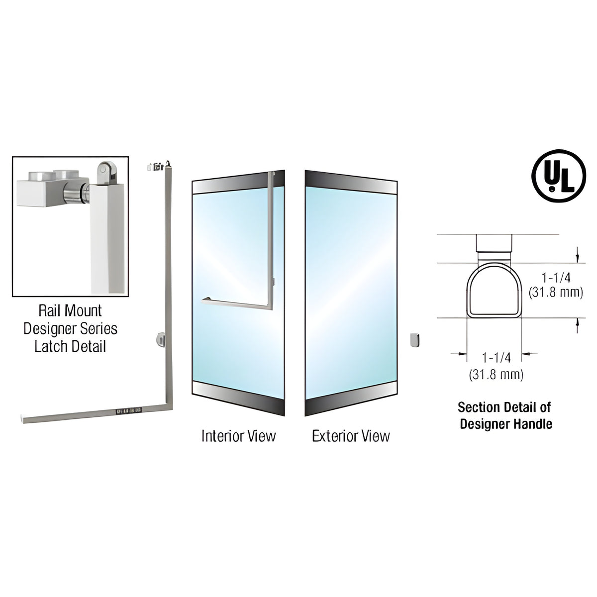 CRL-Blumcraft® Brushed Stainless Right Hand Reverse Rail Mount Keyed Access "Z" Designer Handle