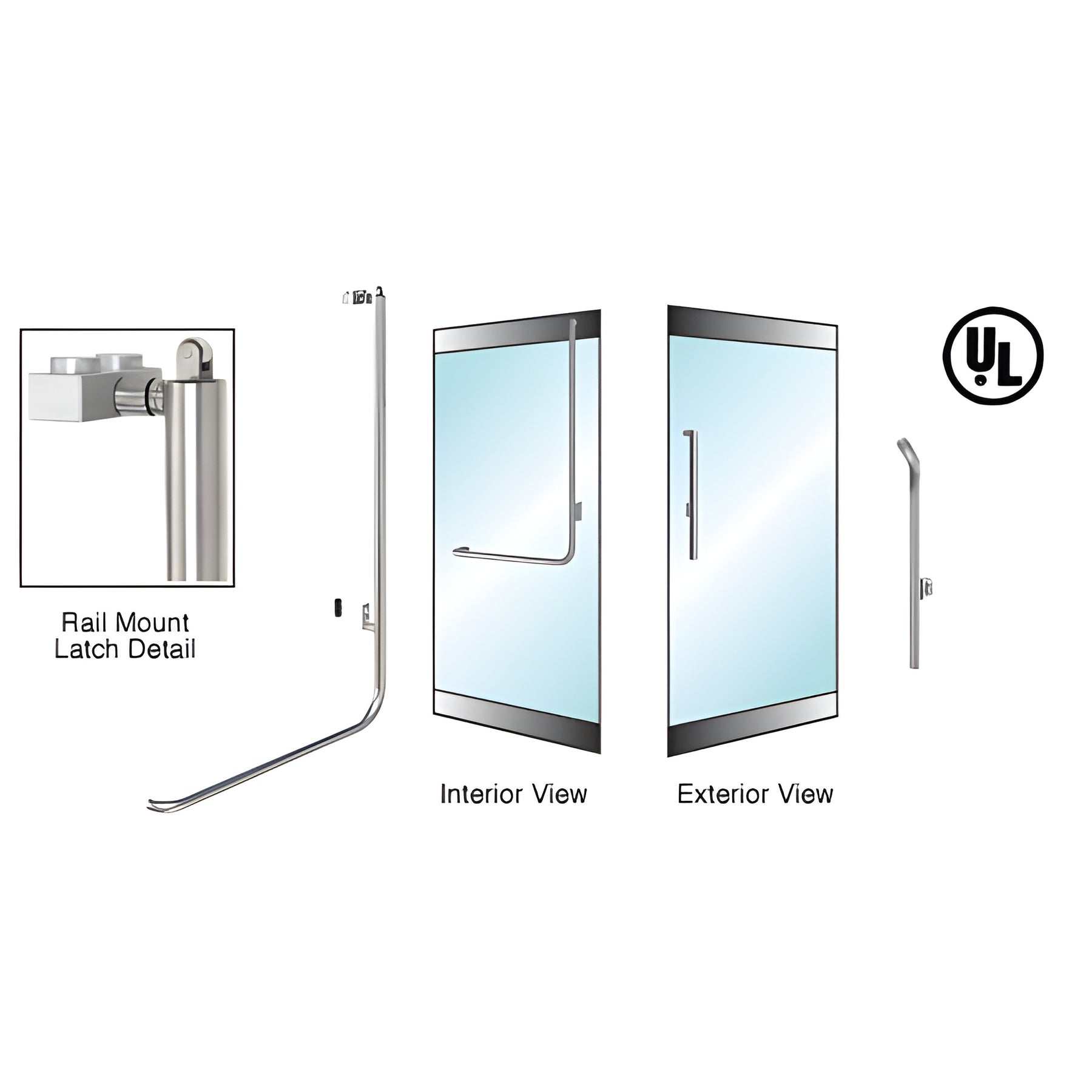 CRL-Blumcraft® Brushed Stainless Right Hand Reverse Rail Mount Keyed Access "G" Exterior, Top Securing Panic Handle