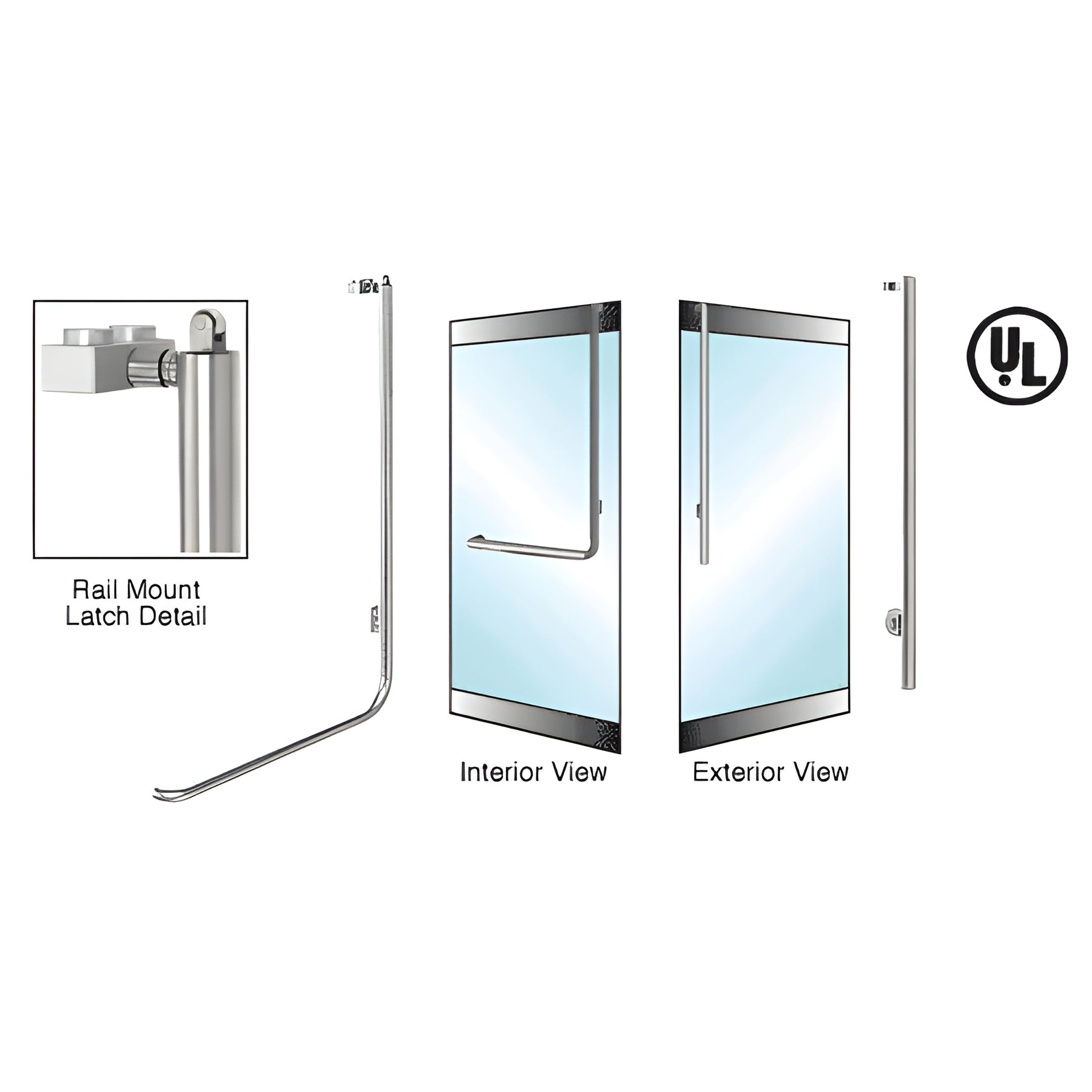 CRL-Blumcraft® Brushed Stainless Right Hand Reverse Rail Mount Keyed Access "JS" Exterior, Top Securing Panic Handle