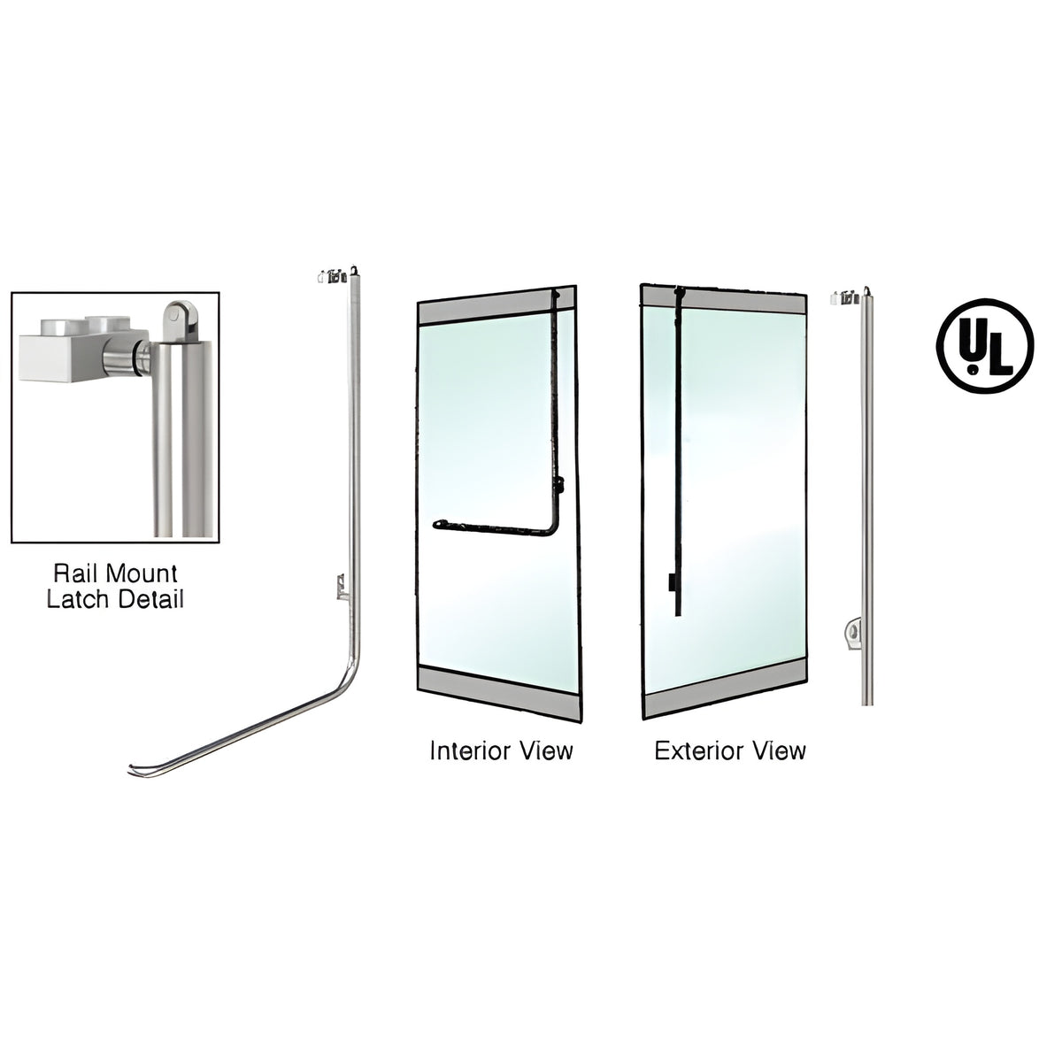 CRL-Blumcraft® Brushed Stainless Right Hand Reverse Rail Mount Keyed Access "LS" Exterior, Top Securing Panic Handle