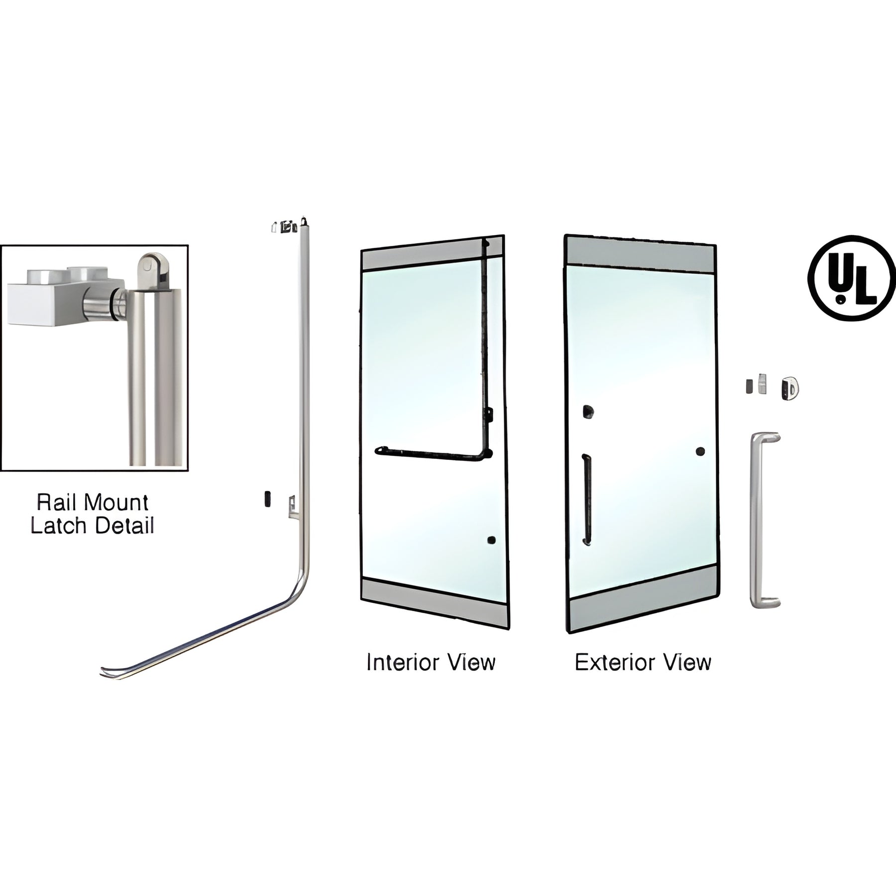 CRL-Blumcraft® Brushed Stainless Right Hand Reverse Rail Mount Keyed Access 'Y' Exterior, Top Securing Panic Handle