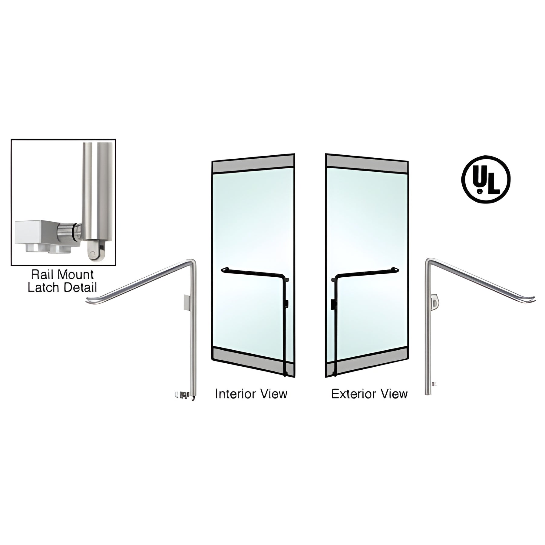 CRL-Blumcraft® Brushed Stainless Right Hand Reverse Rail Mount Keyed Access 'C' Exterior Bottom Securing Panic Handle