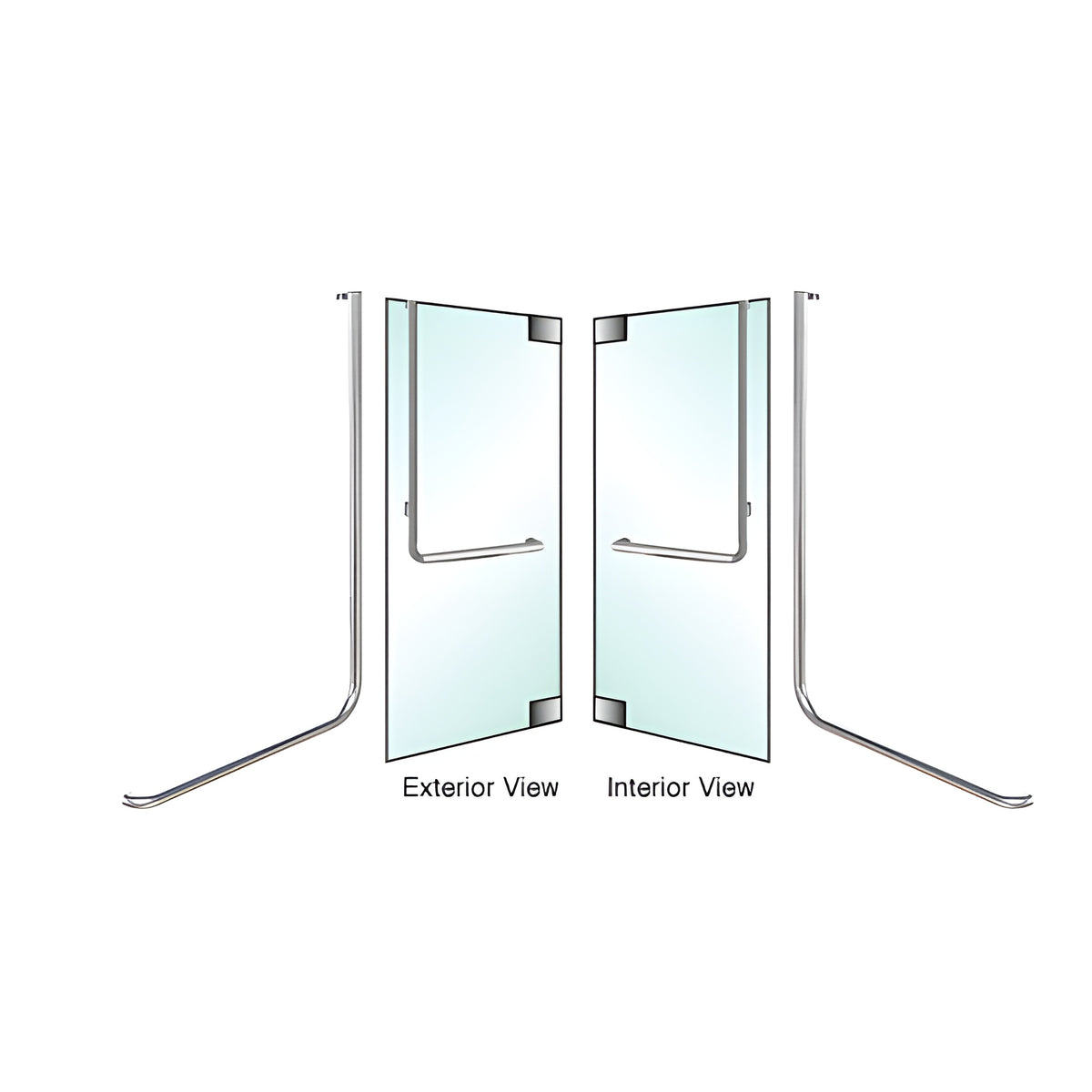 CRL-Blumcraft® Brushed Stainless Right Hand Swing In Glass Mount "D" Exterior Top Securing Dummy Handle