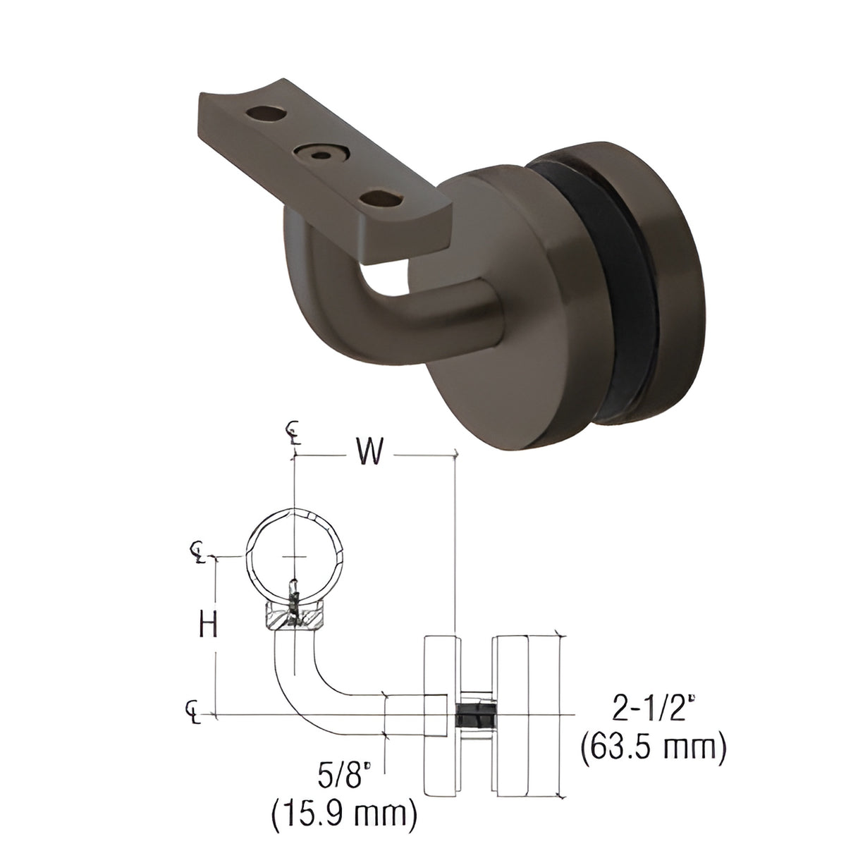 CRL-Blumcraft® Dark Bronze Aluminum Imperial Series Anodized Glass Mounted Hand Rail Bracket