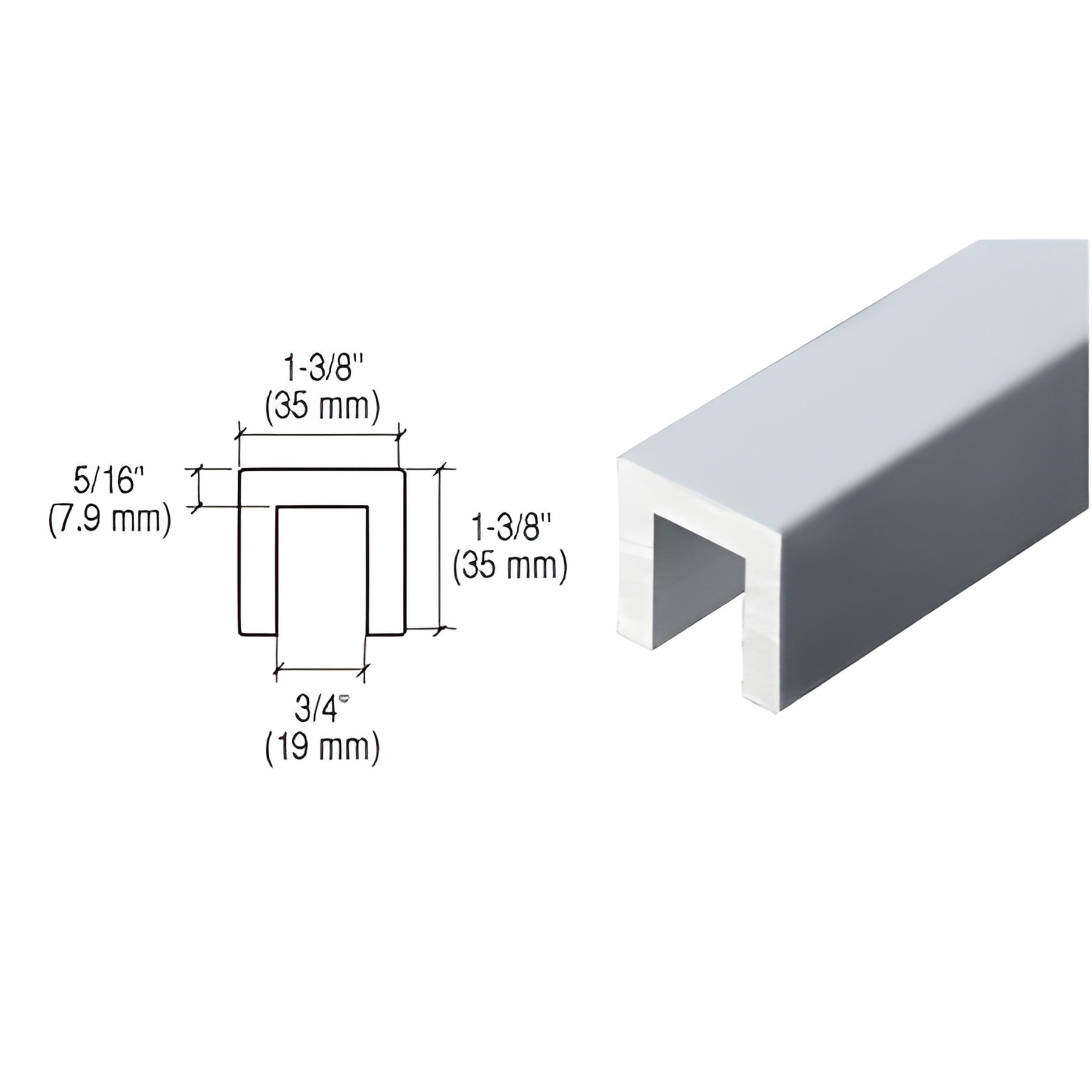 CRL-Blumcraft® Mill Aluminum 324 Series 1-3/8" x 1-3/8" Extruded Aluminum Cap Rail