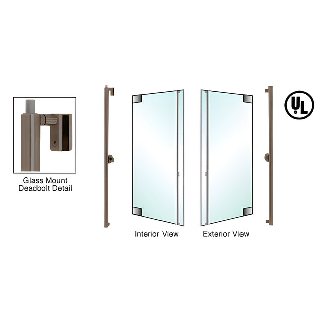 CRL-Blumcraft® Oil Rubbed Bronze Right Hand Reverse Glass Mount Cylinder/Thumbturn 'F' Top Secured Deadbolt Exterior Handle