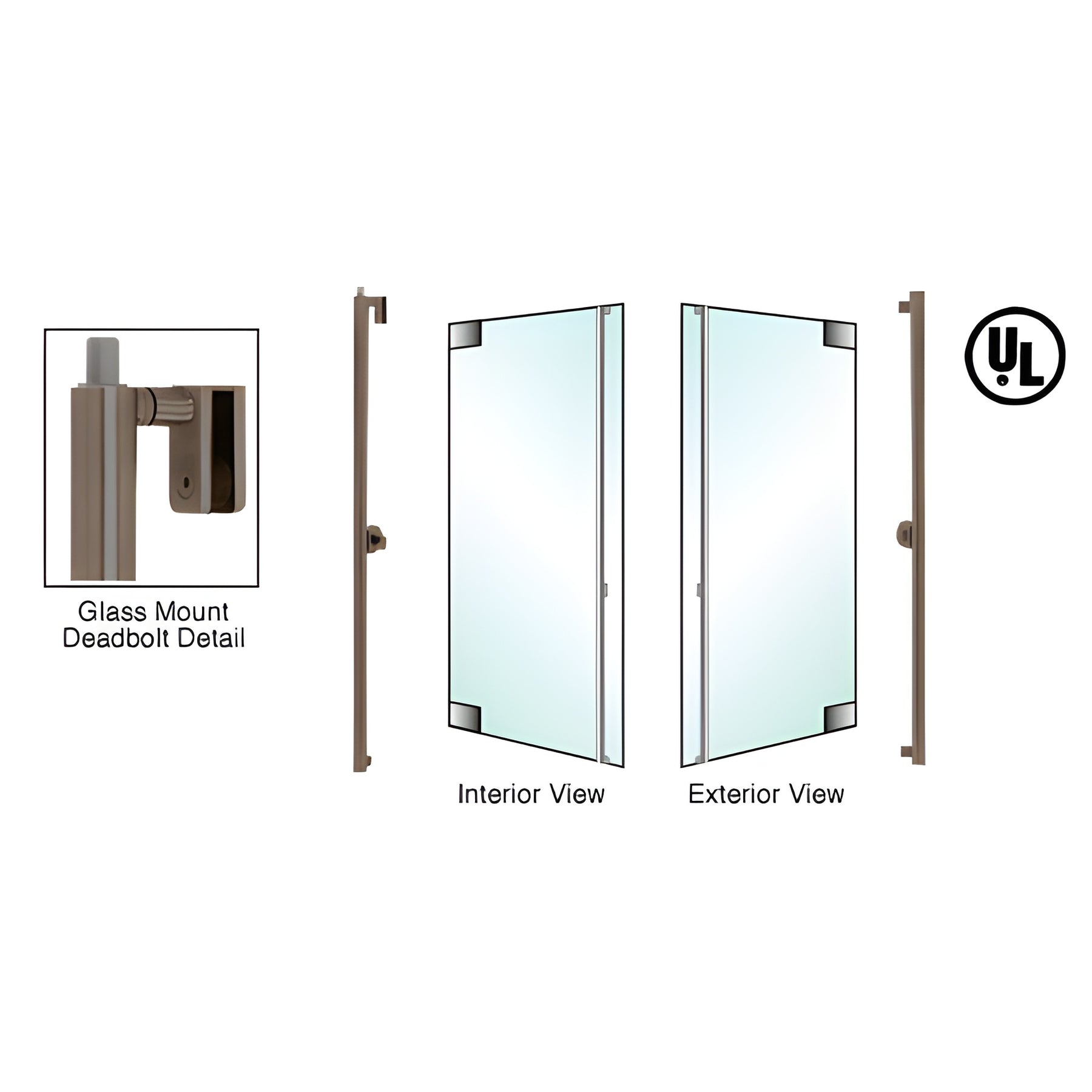 CRL-Blumcraft® Oil Rubbed Bronze Right Hand Reverse Glass Mount Cylinder/Thumbturn 'F' Top Secured Deadbolt Exterior Handle