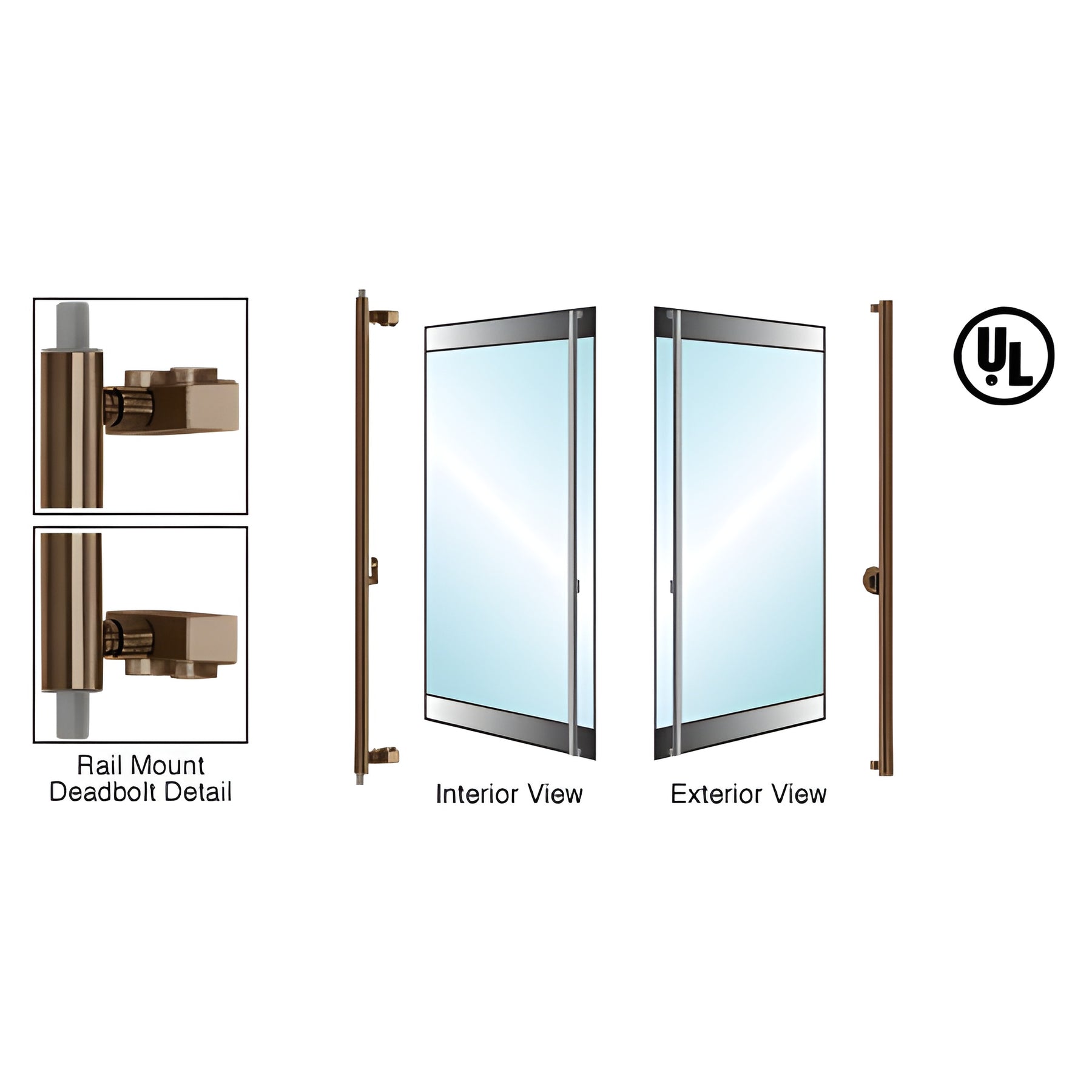 CRL-Blumcraft® Oil Rubbed Bronze Right Hand Reverse Rail Mount 'F' Exterior Top and Bottom Secured Deadbolt Handle
