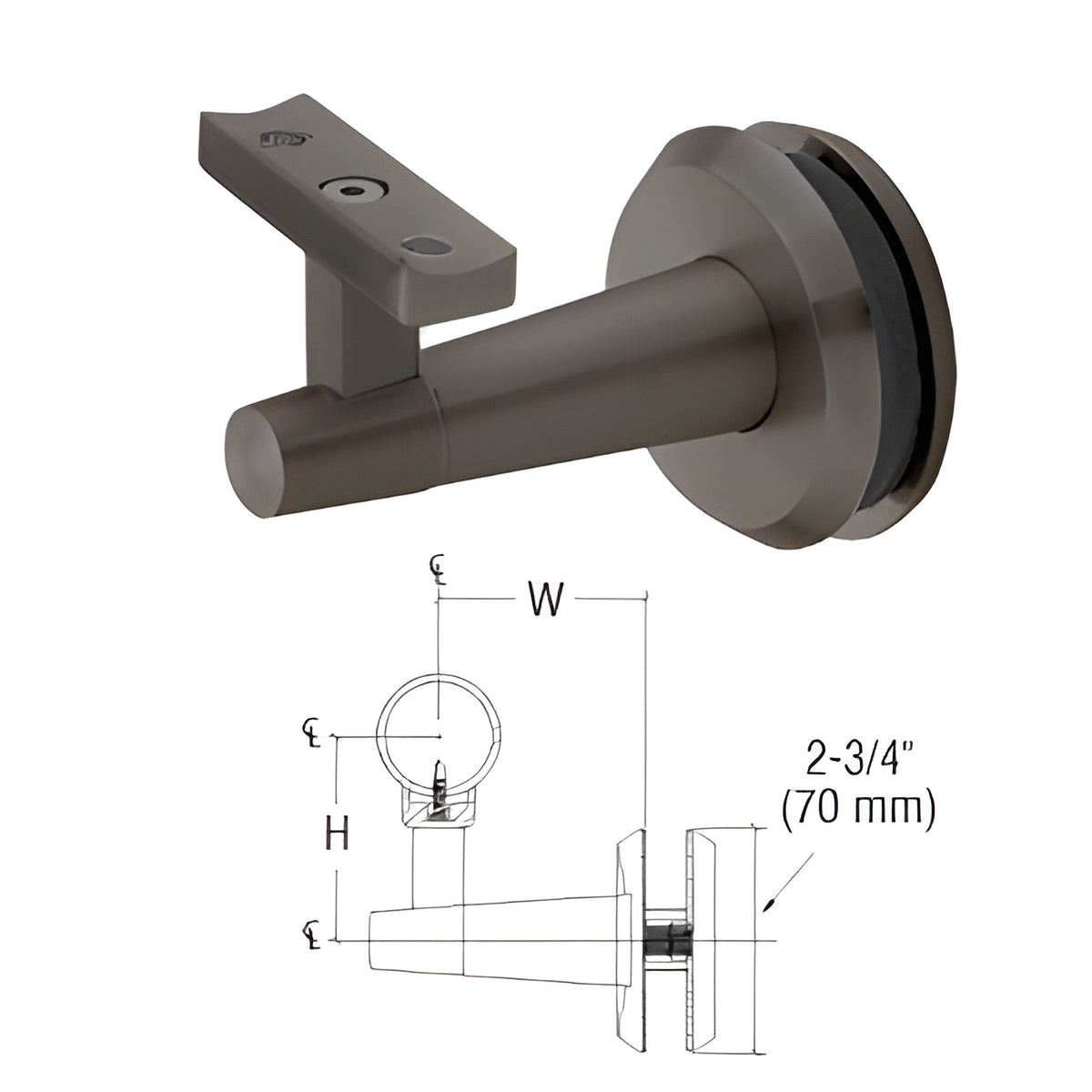 CRL-Blumcraft® Pacific Series Dark Bronze Anodized Aluminum Glass Mounted Hand Rail Bracket