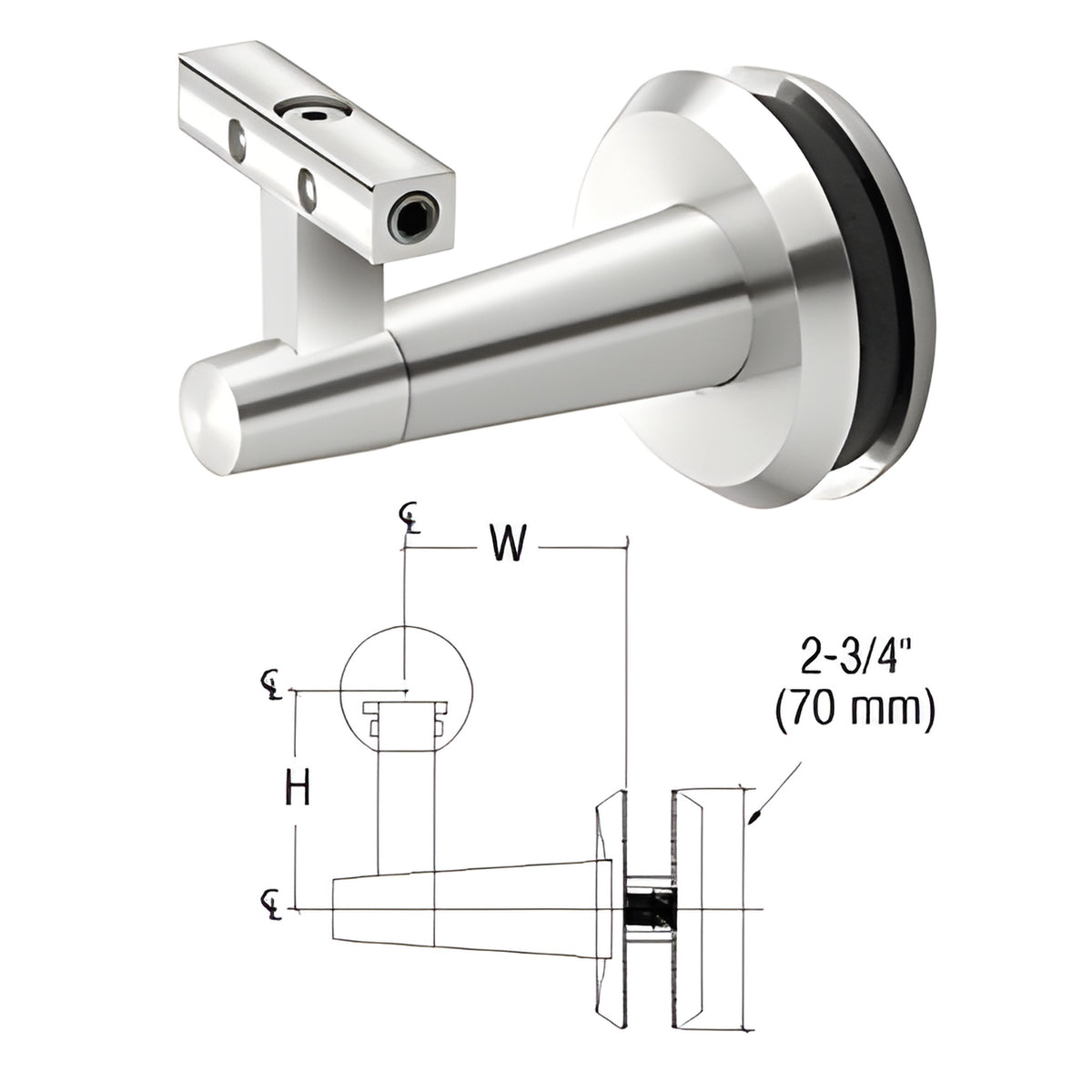 CRL-Blumcraft® Pacific Series Polished Stainless Glass Mounted Hand Rail Bracket