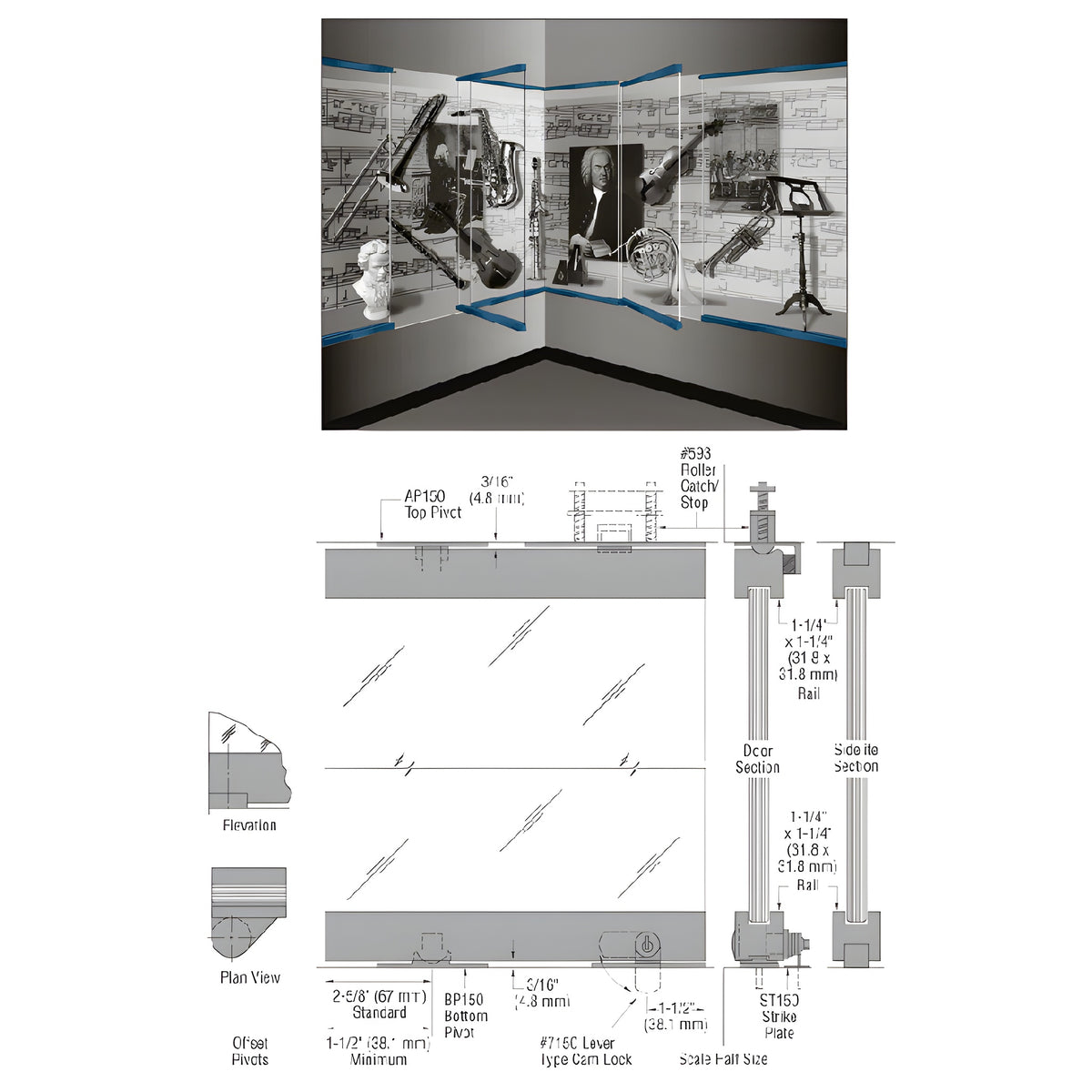 CRL-Blumcraft® Painted 1301 Series Display Case Door - 3/8" Tempered Glass