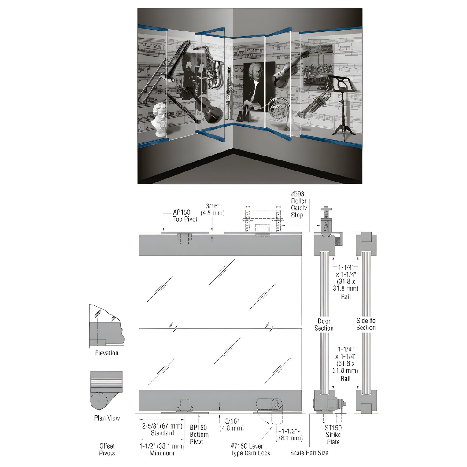 CRL-Blumcraft® Painted 1301 Series Display Case Door - 3/8" Tempered Glass