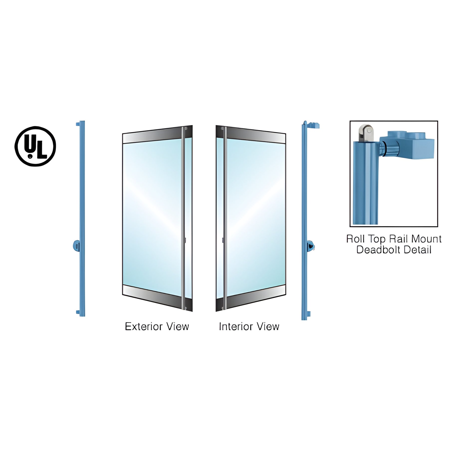 CRL-Blumcraft® Painted Left Hand Reverse Rail Mount Cylinder/Thumbturn 'F' Top Secured Roll Top Deadbolt Exterior Handle- 3/4" Glass
