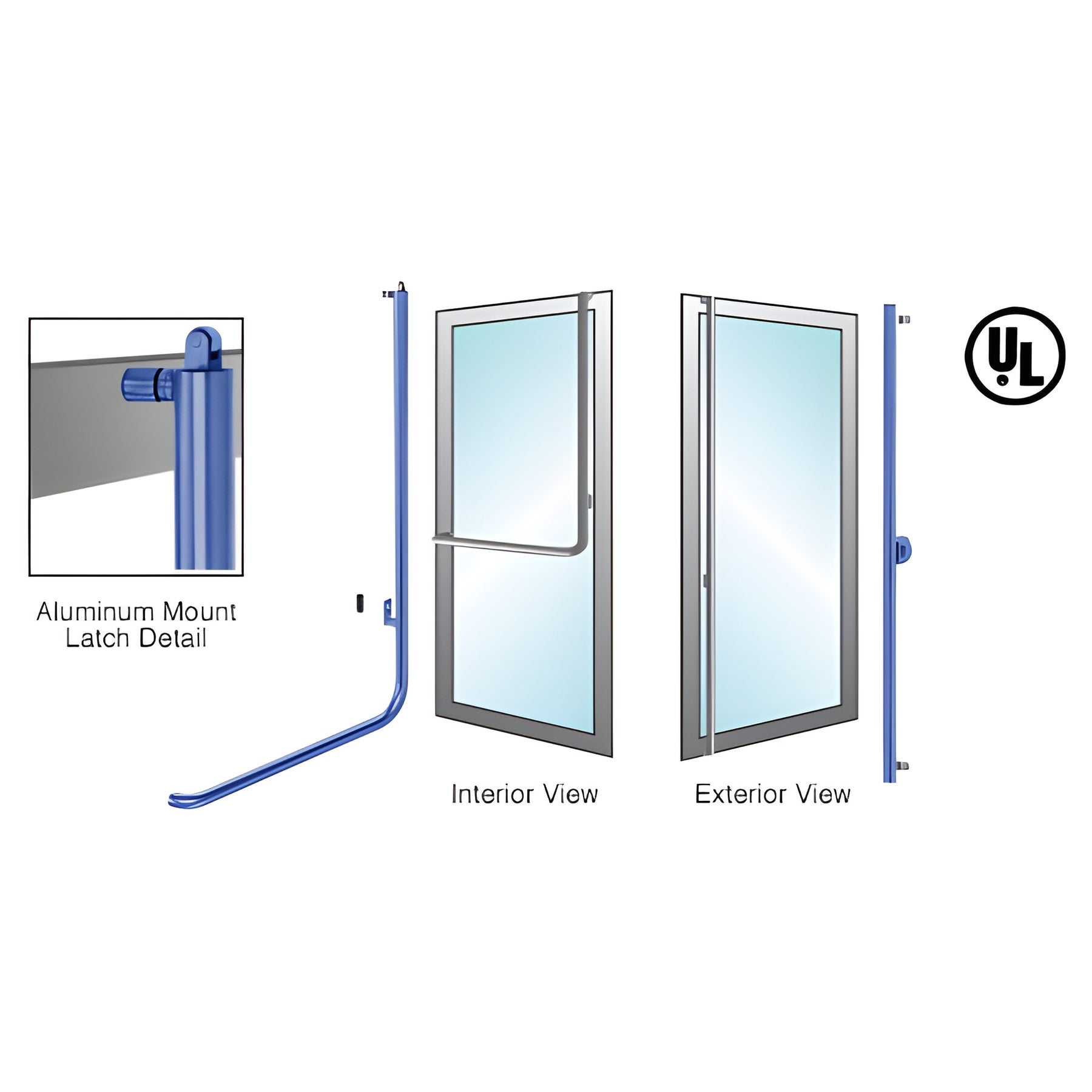 CRL-Blumcraft® Painted Right Hand Reverse Aluminum Door Mount Keyed Access "F" Exterior, Top Securing Panic Handle