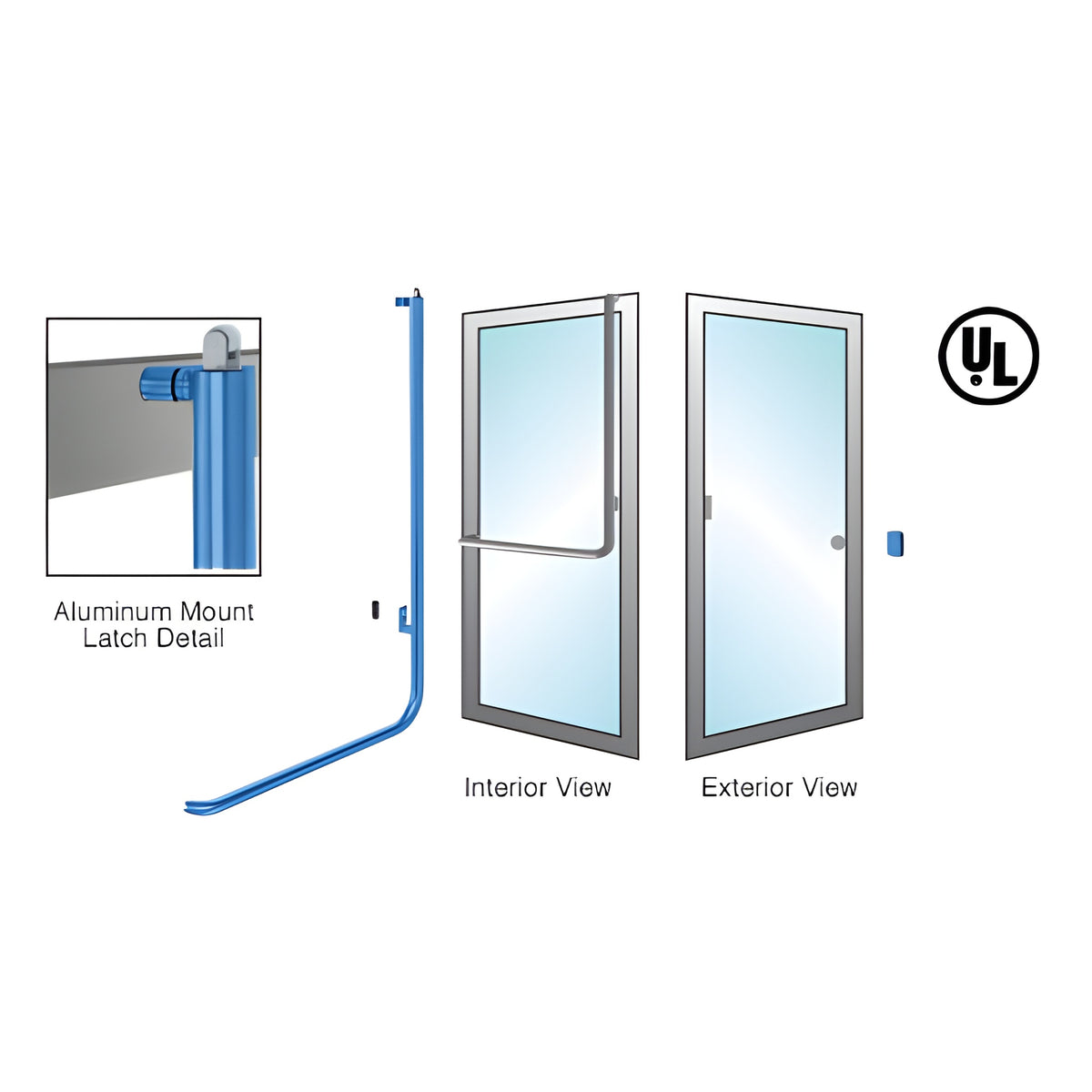CRL-Blumcraft® Painted Right Hand Reverse Aluminum Door Mount Retainer Plate "Z" Exterior, Top Securing Panic Handle