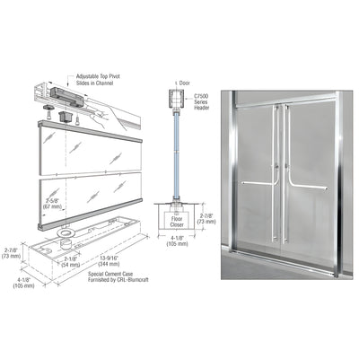 CRL-Blumcraft® Polished Stainless 1301 Entry Door 1/2" Glass w/Overhead Closer - No Lock