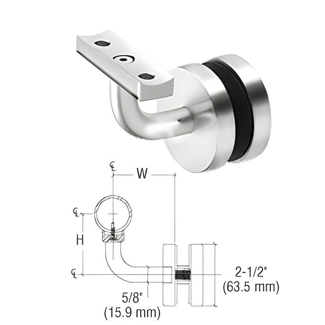 CRL-Blumcraft® Polished Stainless Imperial Series Glass Mounted Hand Rail Bracket