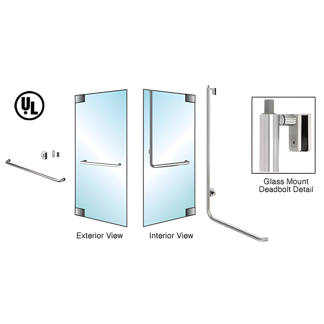 CRL-Blumcraft® Polished Stainless Left Hand Reverse Glass Mount Cylinder/Thumbturn "A" Exterior Top Securing Deadbolt Handle