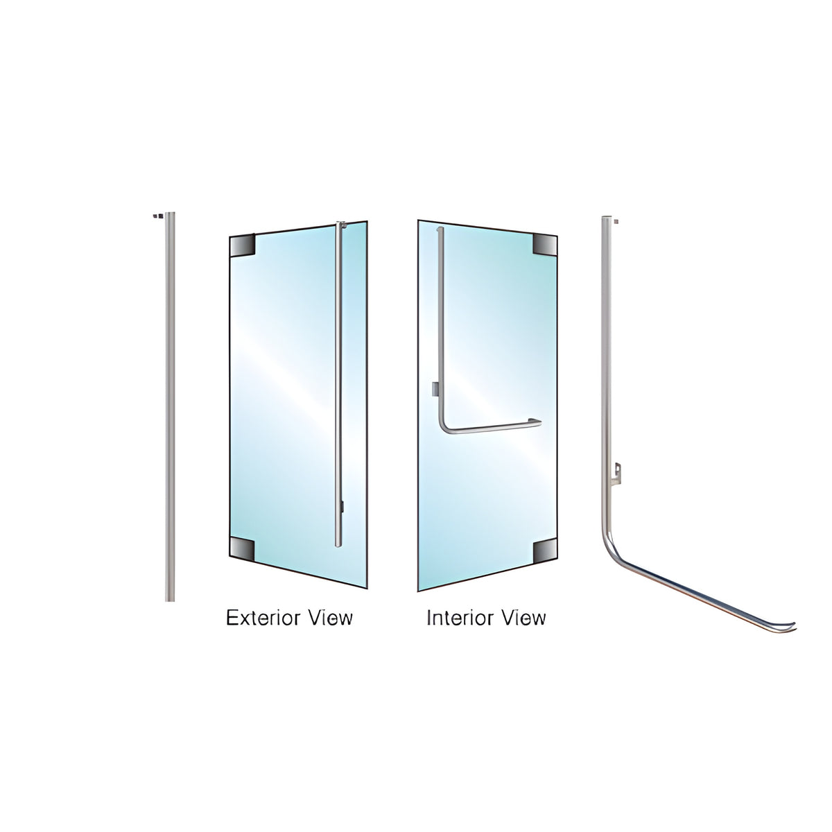CRL-Blumcraft® Polished Stainless Left Hand Reverse Glass Mount "FS" Exterior Dummy Handle