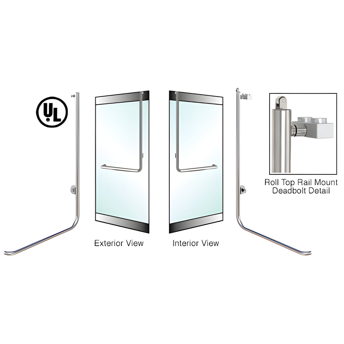 CRL-Blumcraft® Polished Stainless Left Hand Reverse Roll Top Rail Mount Cylinder/Cylinder "D" Exterior Top Securing Deadbolt Handle