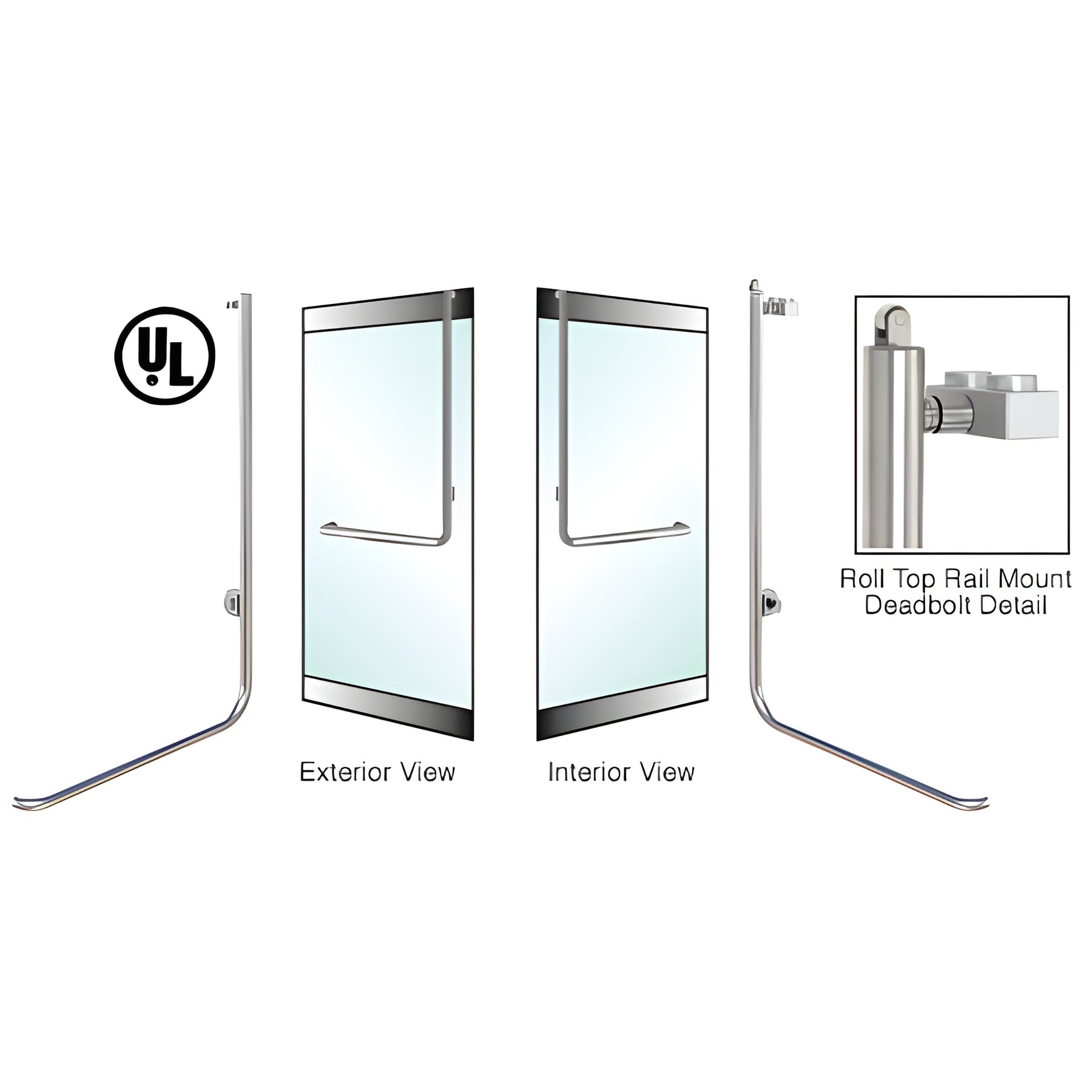 CRL-Blumcraft® Polished Stainless Left Hand Reverse Roll Top Rail Mount Cylinder/Cylinder "D" Exterior Top Securing Deadbolt Handle