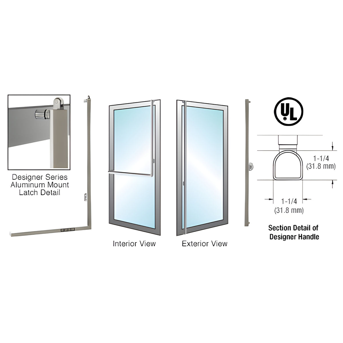 CRL-Blumcraft® Polished Stainless Right Hand Reverse Aluminum Door Mount Keyed Access "F" Designer Handle