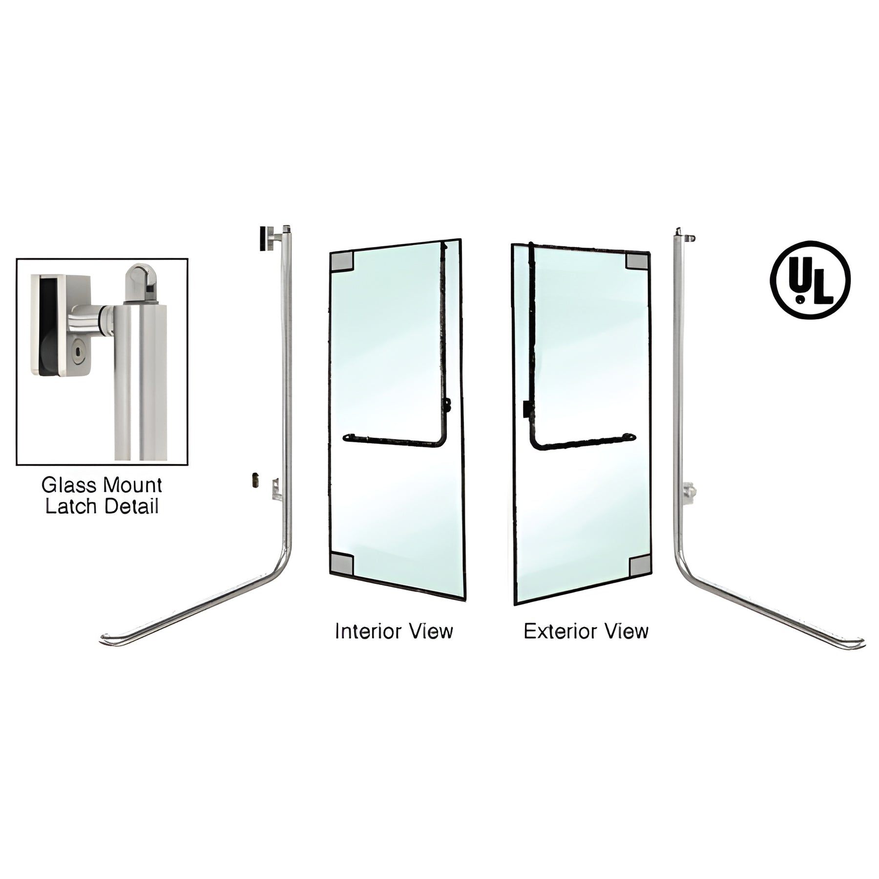 CRL-Blumcraft® Polished Stainless Right Hand Reverse Glass Mount Keyed Access "D" Exterior, Top Securing Panic Handle