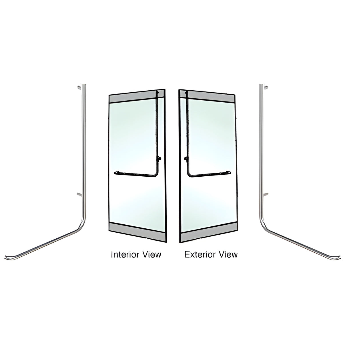 CRL-Blumcraft® Polished Stainless Right Hand Reverse Rail Mount "D" Exterior Top Securing Dummy Handle
