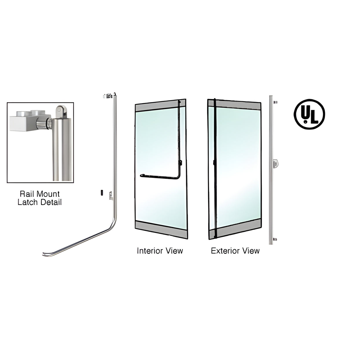 CRL-Blumcraft® Polished Stainless Right Hand Reverse Rail Mount Keyed Access "F" Exterior, Top Securing Panic Handle