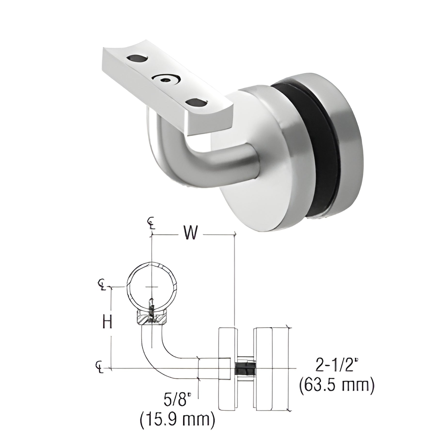 CRL-Blumcraft® Satin Anodized Aluminum Imperial Series Glass Mounted Hand Rail Bracket