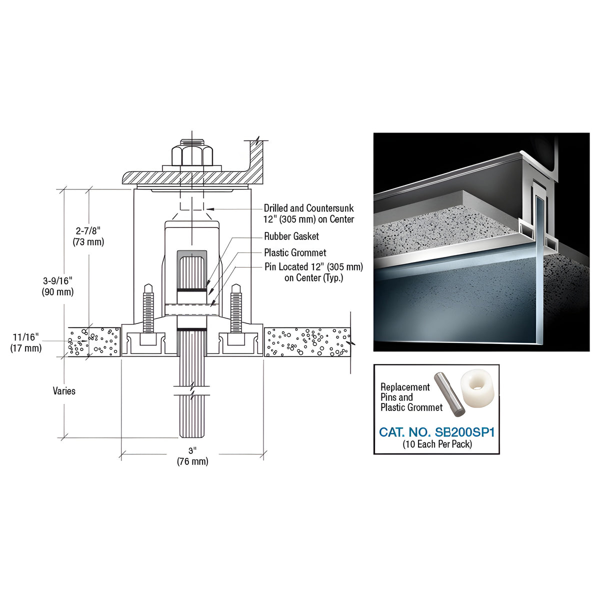 CRL-Blumcraft® Satin Anodized SB200 Two Piece Smoke Baffle Base Shoe
