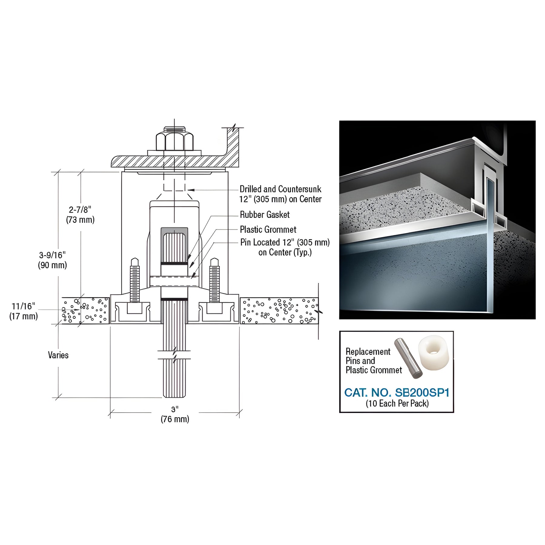 CRL-Blumcraft® Satin Anodized SB200 Two Piece Smoke Baffle Base Shoe