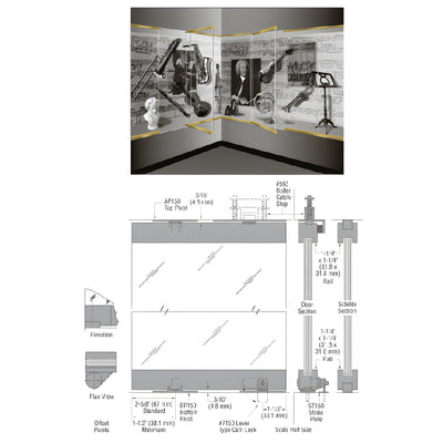 CRL-Blumcraft® Satin Brass 1301 Series Display Case Door - 1/2" Tempered Glass