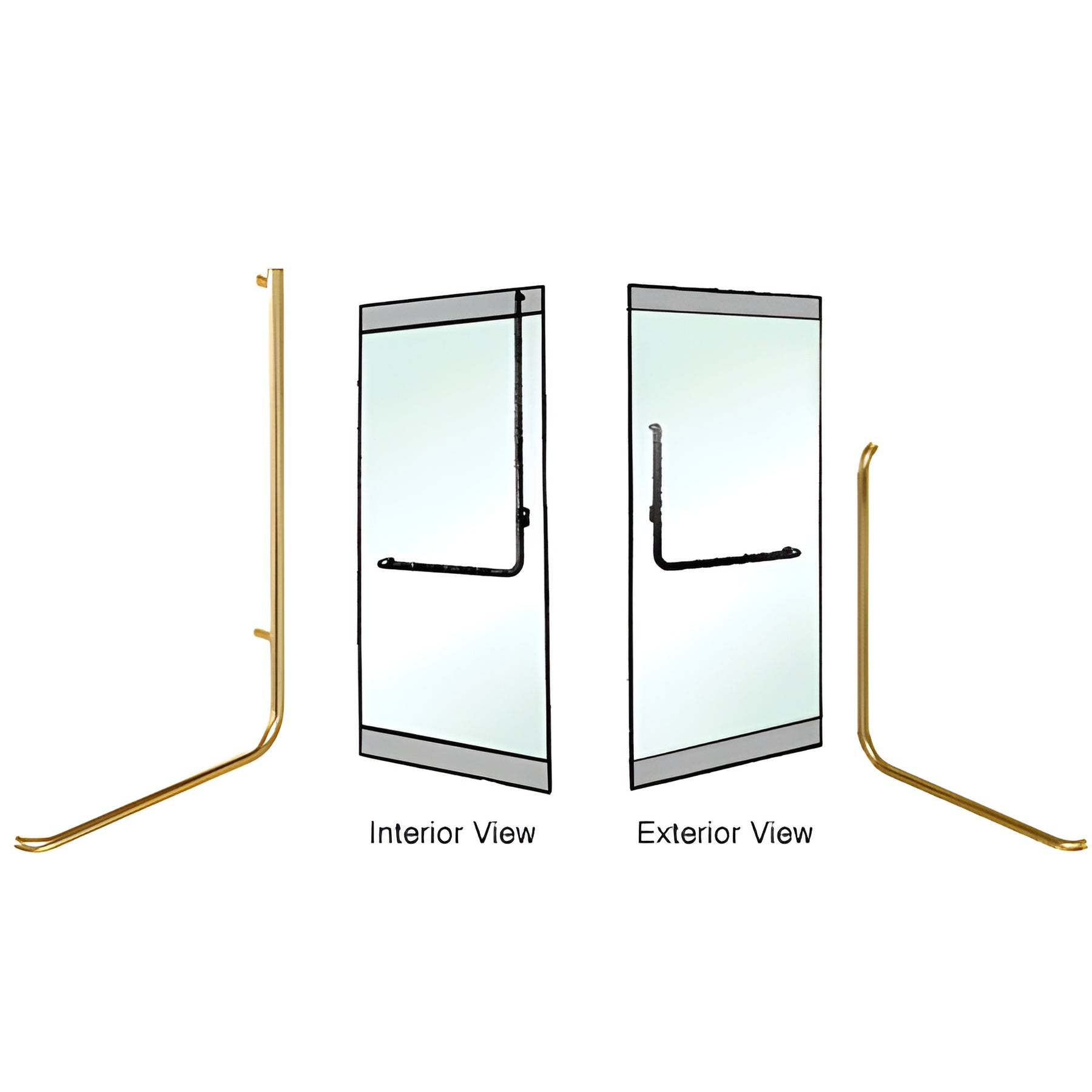 CRL-Blumcraft® Satin Brass Right Hand Reverse Rail Mount "B" Exterior Top Securing Dummy Handle