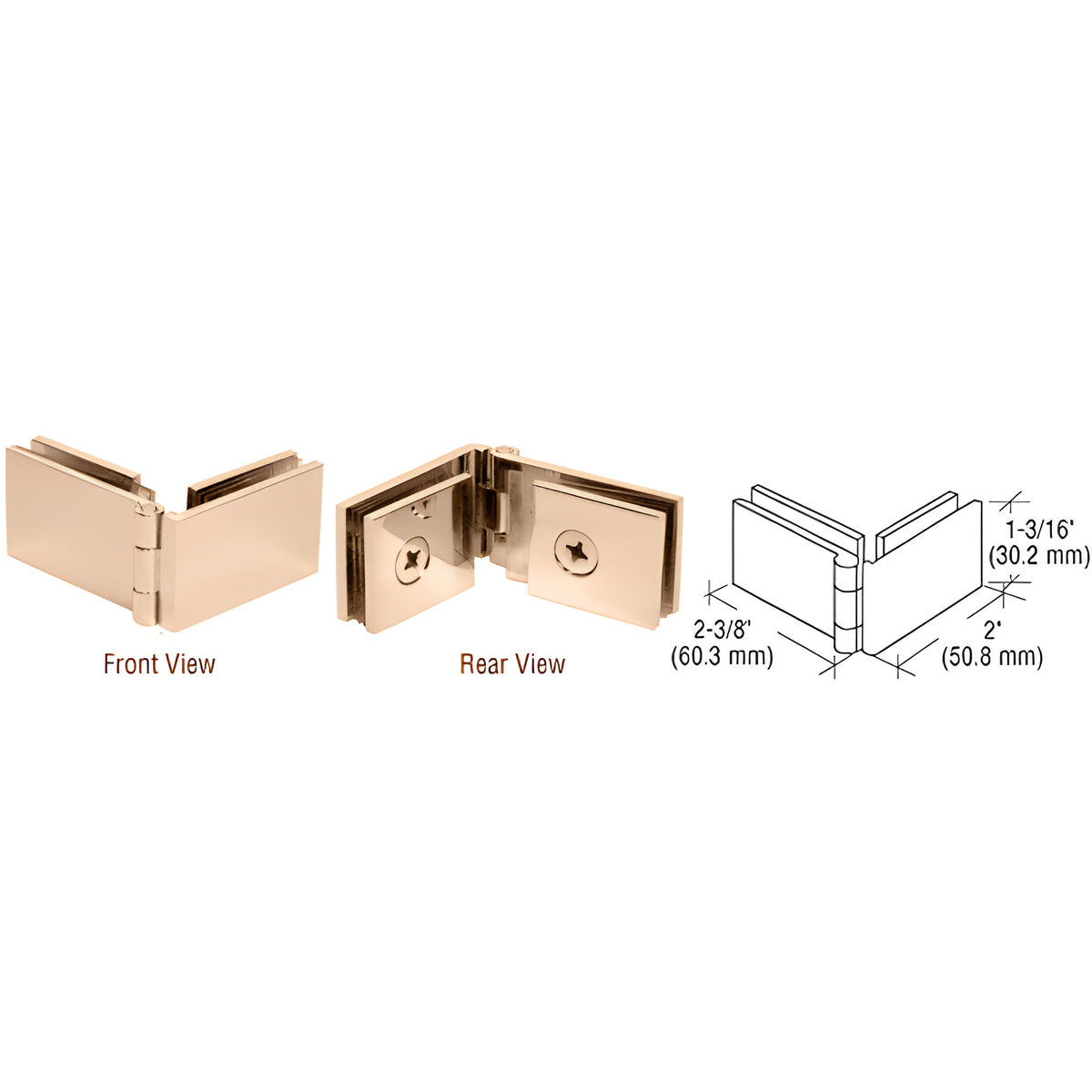 CRL Brass 90 Degree Glass-to-Glass Showcase Hinge