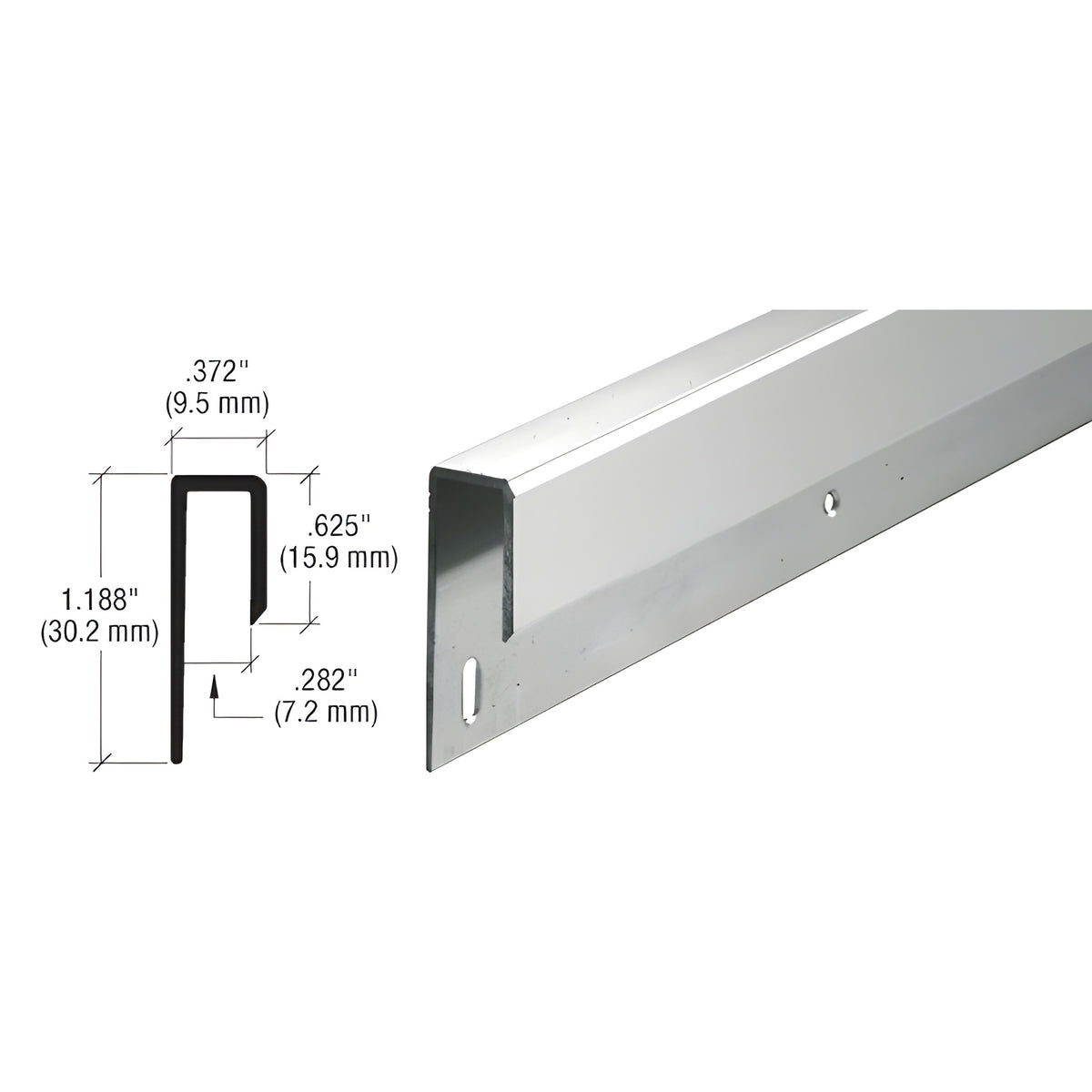 CRL Brite Anodized 1/4" Deep Nose Aluminum J-Channel