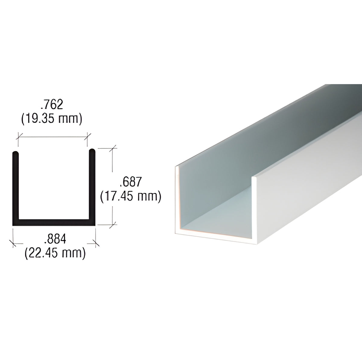 CRL Brite Anodized 3/4" U-Channel
