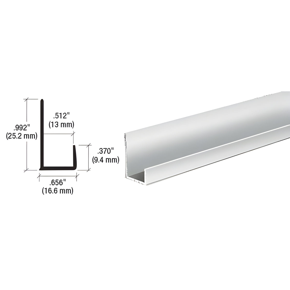 CRL Brite Anodized Aluminum 1/2" J-Channel