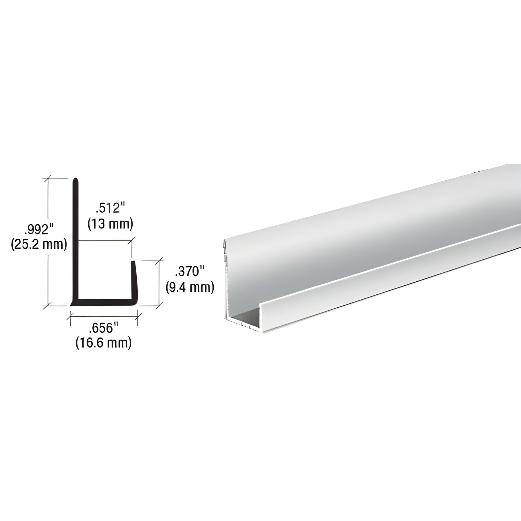 CRL Brite Anodized Aluminum 1/2" J-Channel