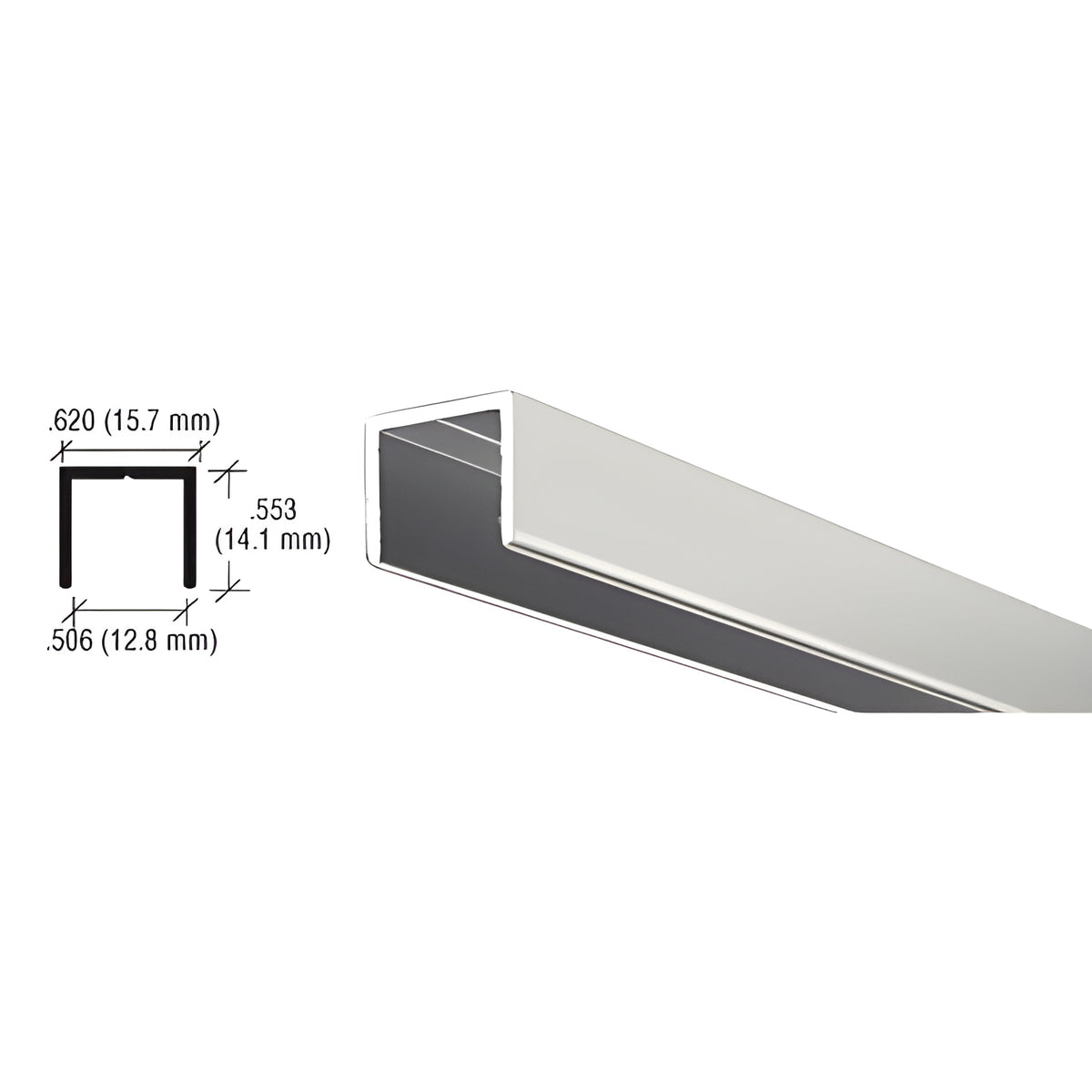CRL Brite Anodized Aluminum 1/2" U-Channel