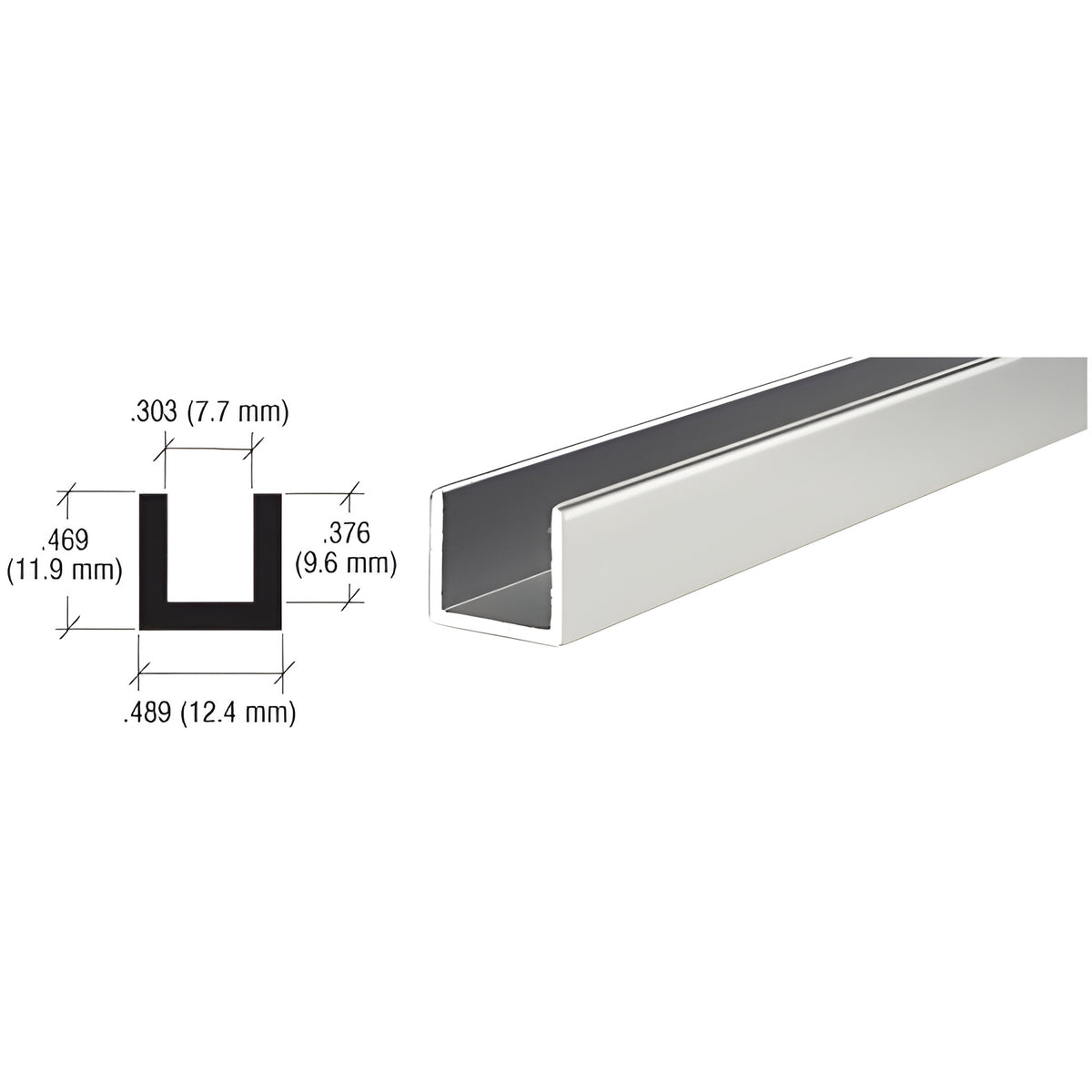 CRL Brite Anodized Aluminum Single Channel Extrusion
