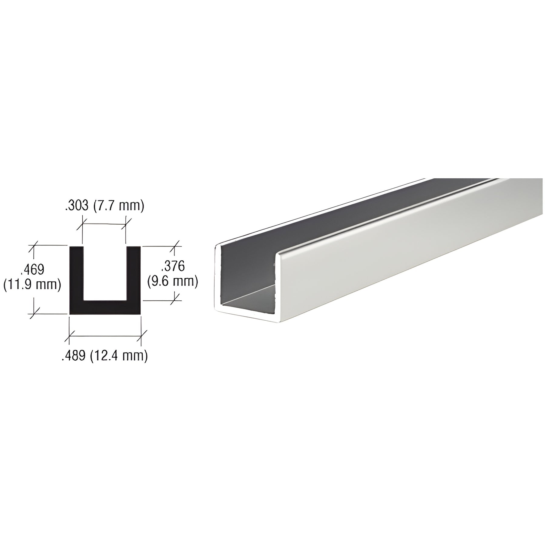 CRL Brite Anodized Aluminum Single Channel Extrusion